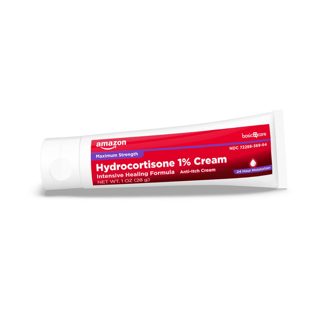 Amazon Basic Care Hydrocortisone 1% Cream packaging on a white background