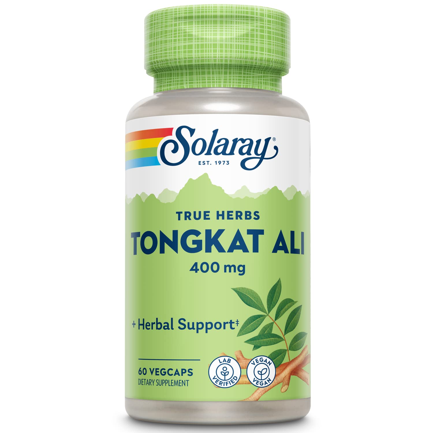 SOLARAY Tongkat Ali 400 mg - Longjack Tongkat Ali for Men - Herbal Support for Men's Health and Vitality - Vegan, Non-GMO, Lab Verified - 180 Servings, 180 VegCaps