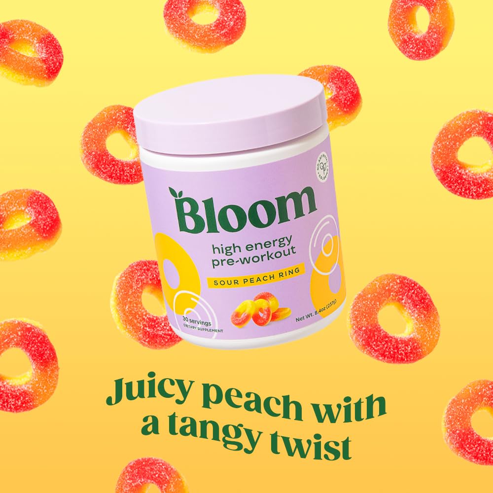 Bloom Nutrition Pre Workout Powder, Raspberry Lemonade, 30 Servings | Beta Alanine, Ginseng and L Tyrosine for Amino Energy, Natural Caffeine from Green Tea Extract, Keto, Sugar Free Drink Mix