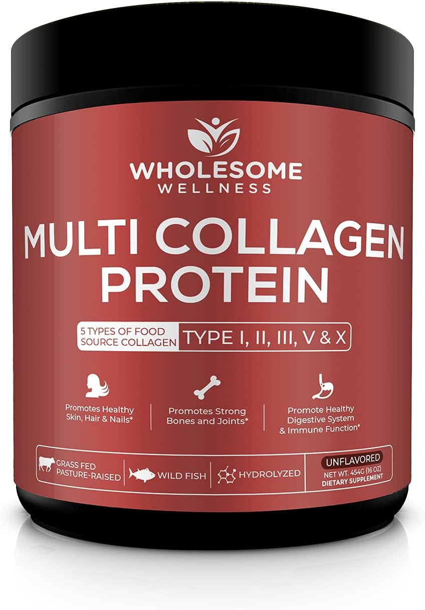 Wholesome Wellness Probiotics for Women 100 Billion CFUs with Prebiotics, Digestive Enzymes + Multi Collagen Protein Powder Hydrolyzed (Type I II III V X) Bundle