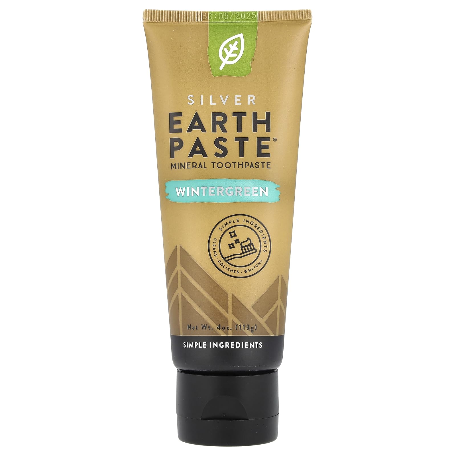 Redmond Earthpaste with Silver - Natural Non-Fluoride Toothpaste, 4 Ounce Tube (Peppermint)