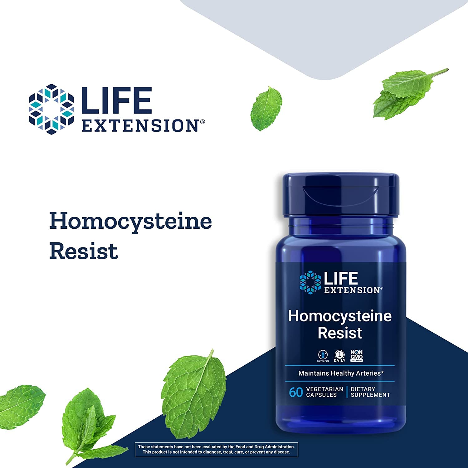 Life Extension Homocysteine Resist Vegetarian Capsules, 60 Count | Vitamin B2, B6, B12 & Folate as L-5-MTHF Support Heart & Brain Health, Once Daily, Gluten Free, Non-GMO & Vegetarian