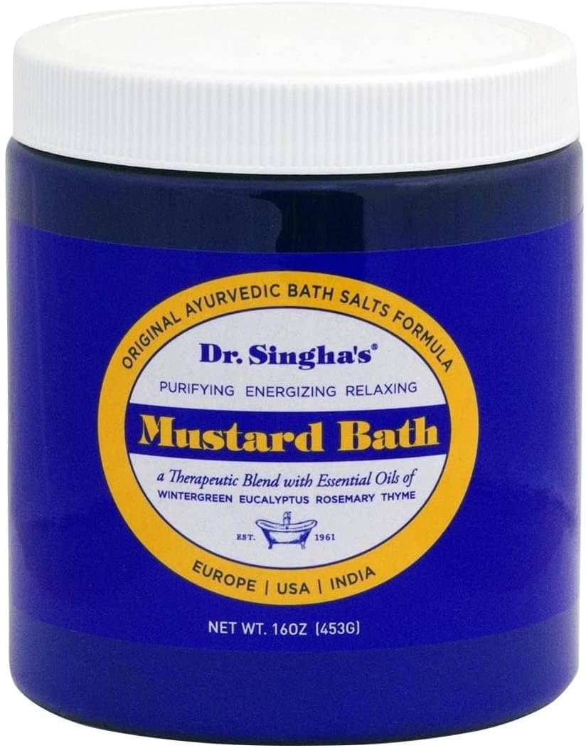 Dr. Singha's Mustard Bath Soak – Aromatherapy Bath Salts with Mustard Seed & Essential Oils for Muscle Relaxation, Stress Relief & Soothing – Epsom Salt Alternative, 16 oz
