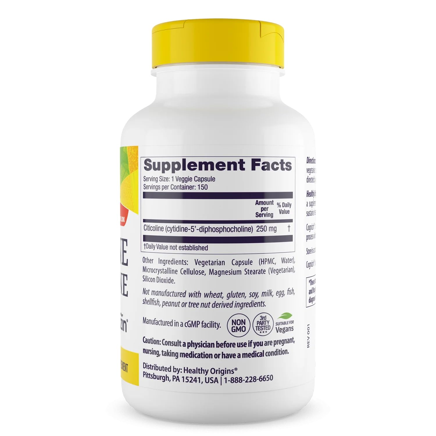 Healthy Origins Cognizin Citicoline 250 mg, 60 Veggie Caps
