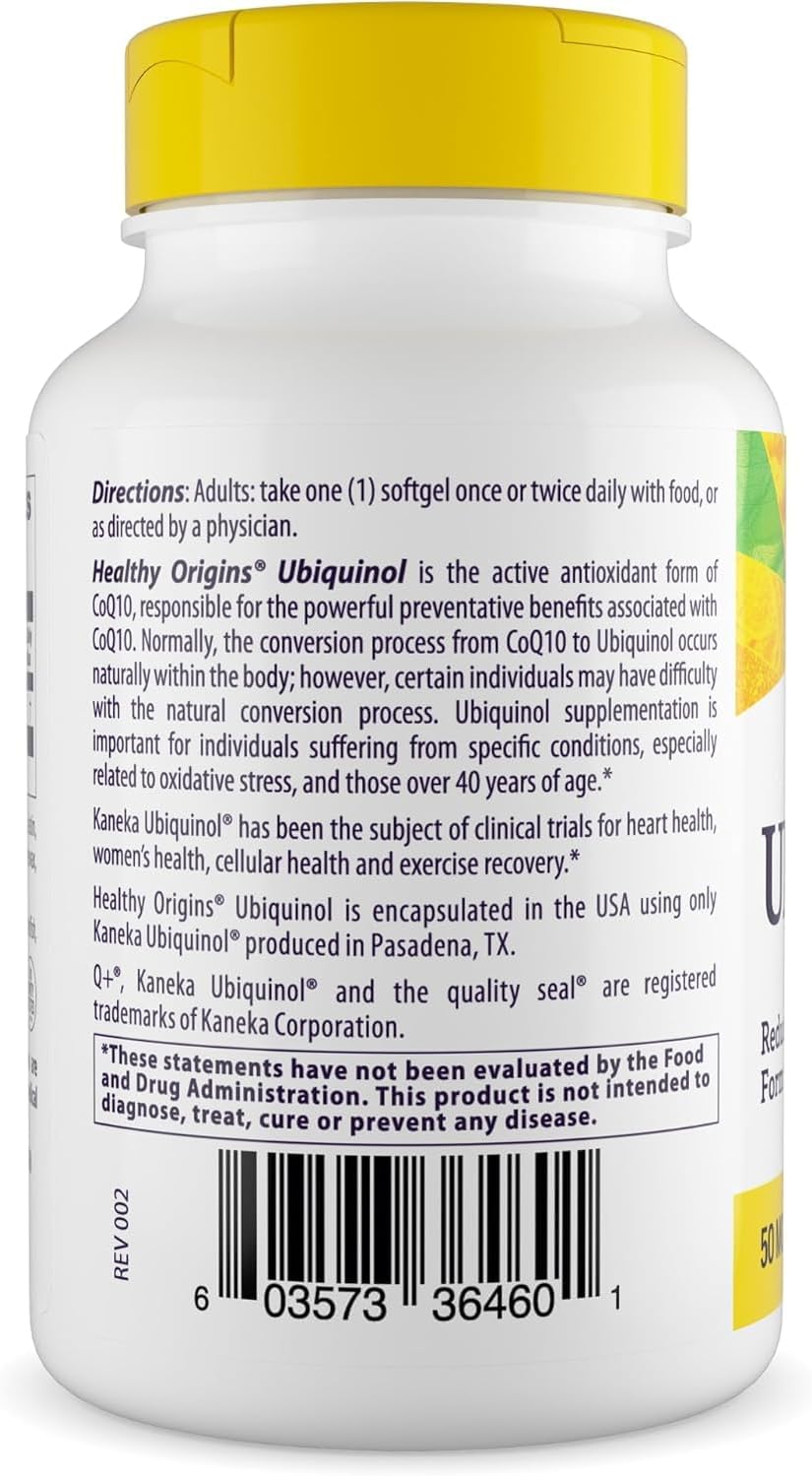 Healthy Origins Ubiquinol CoQ10 50 mg, Non-GMO, 150 Softgels