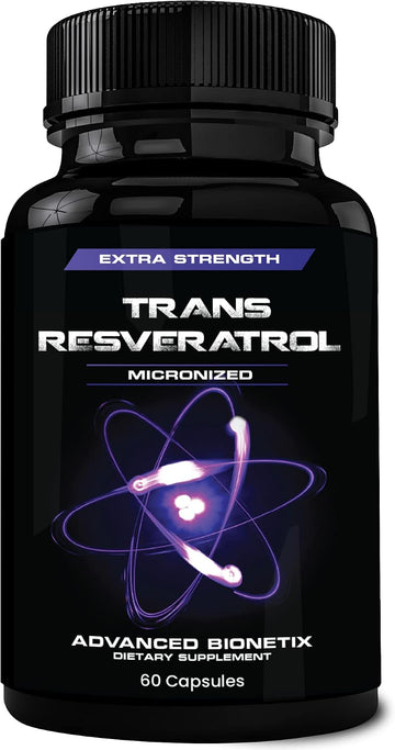 Advanced Bionetix 2X Potency Micronized Trans Resveratrol Supplement. 1200mg per 2 Capsules. High Absorption Antioxidant Formula. Promotes Anti Aging, Cognitive Support & Heart Health