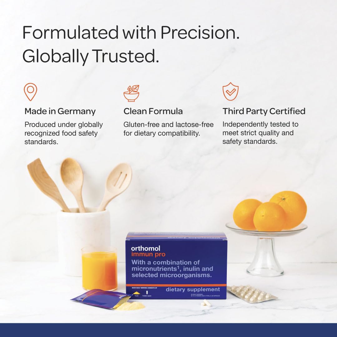 Orthomol Immun Pro dietary supplement packaging on a white background