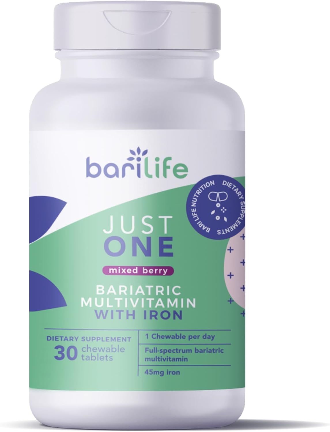 Bari Life Just One Chewable: Once Daily Bariatric Multivitamin + Iron and and BariBurst Calcium Citrate Soft Chews for Gastric Bypass, Gastric Sleeve and Duodenal Switch (Sour Grape)