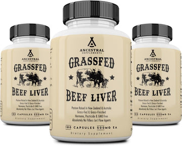 Ancestral Supplements Grass Fed Beef Liver Capsules, 180 Ct (3-Pack) | This freeze-dried beef liver supplement supports energy production, cleansing, digestion and immunity.