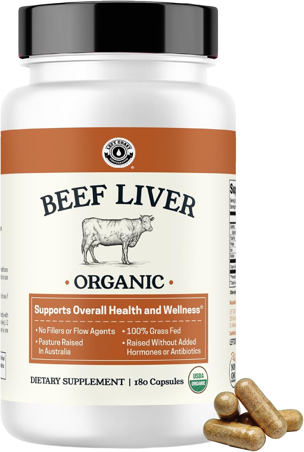 Left Coast Performance Beef Organ Supplement for Women + Organic Beef Liver Capsules - Organic Nutrient Dense Superfood for Overall Energy, Health, & Wellness - No Fillers, Freeze Dried Supplements