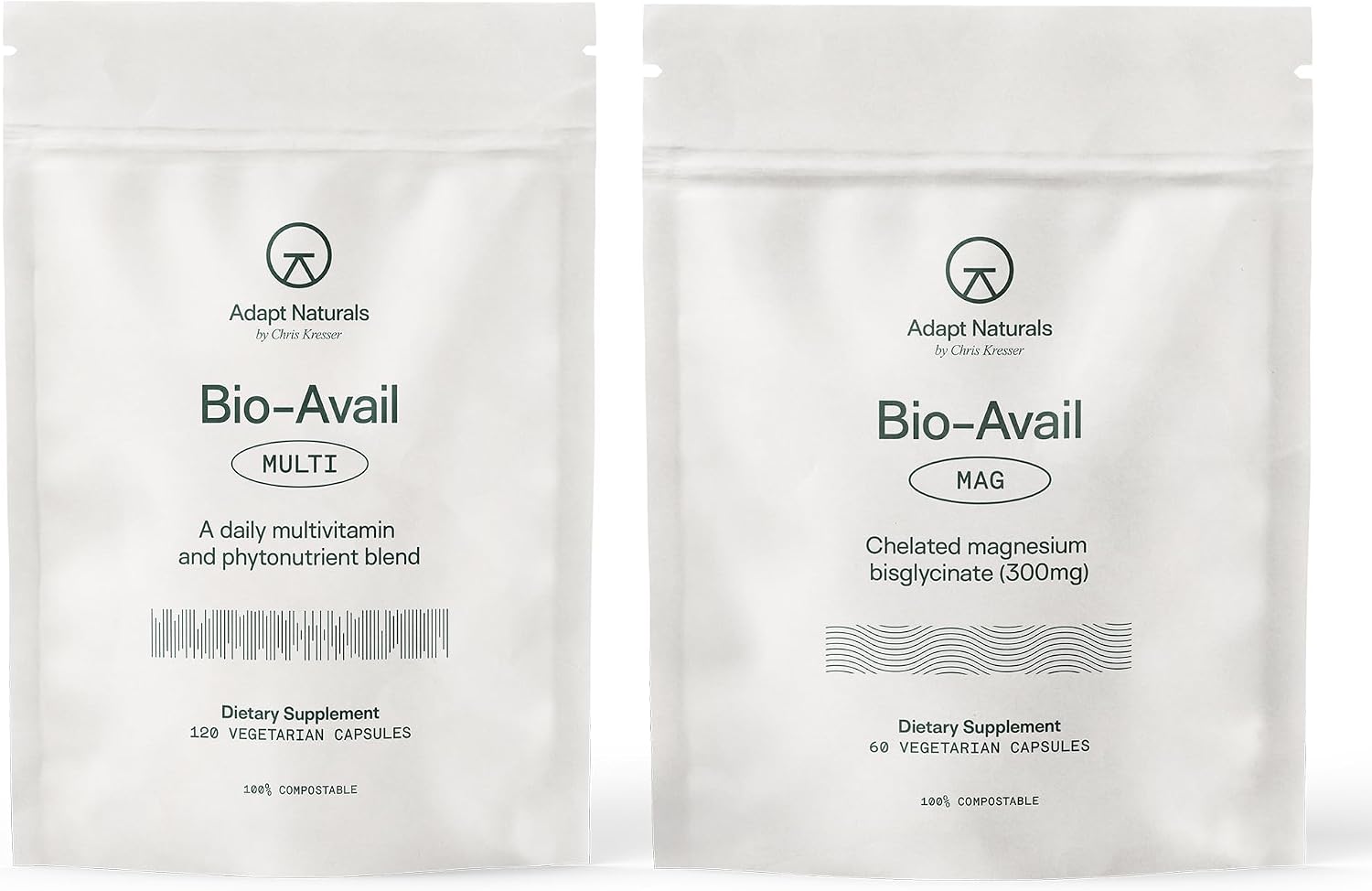 Adapt Naturals Daily Wellness Bundle – Bio-Avail Multivitamin & Magnesium Glycinate Supplement for Men & Women – 30-Day Supply