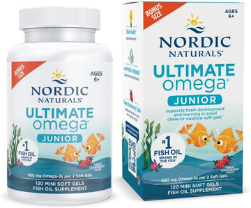 Nordic Naturals Ultimate Omega Jr. for Kids, Strawberry - 120 Mini Soft Gels