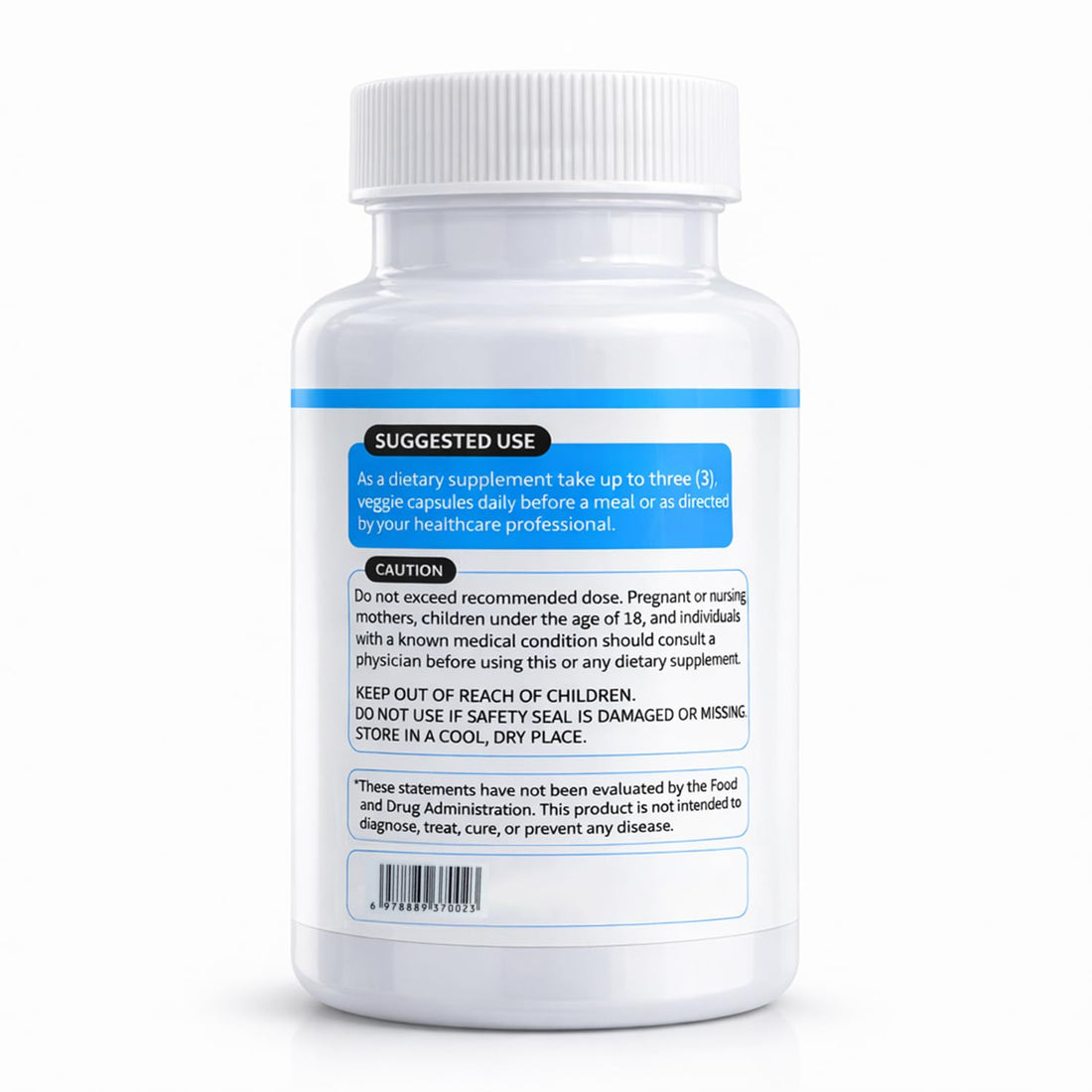 Bottle of magnesium complex supplement on a white background