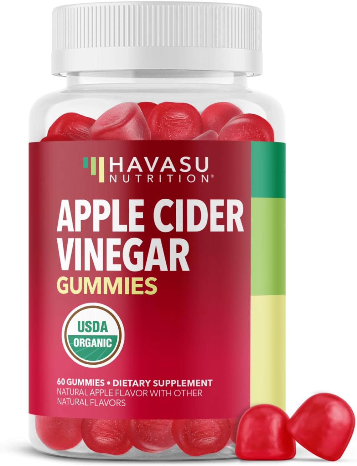 Apple Cider Vinegar Gummies, USDA Organic, Apple Flavor, 1-Month Supply | USDA Organic ACV Gummies for Digestive Health, Metabolism & Gut Support, Vegan, Gluten-Free, No Harsh Taste, 60ct