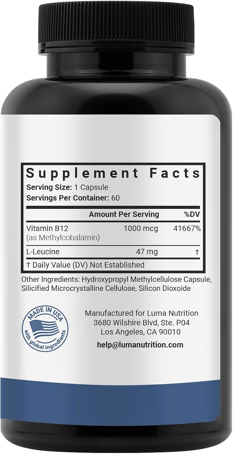 Luma Nutrition Vitamin B12 Methylcobalamin 1000 mcg - 60 Capsules