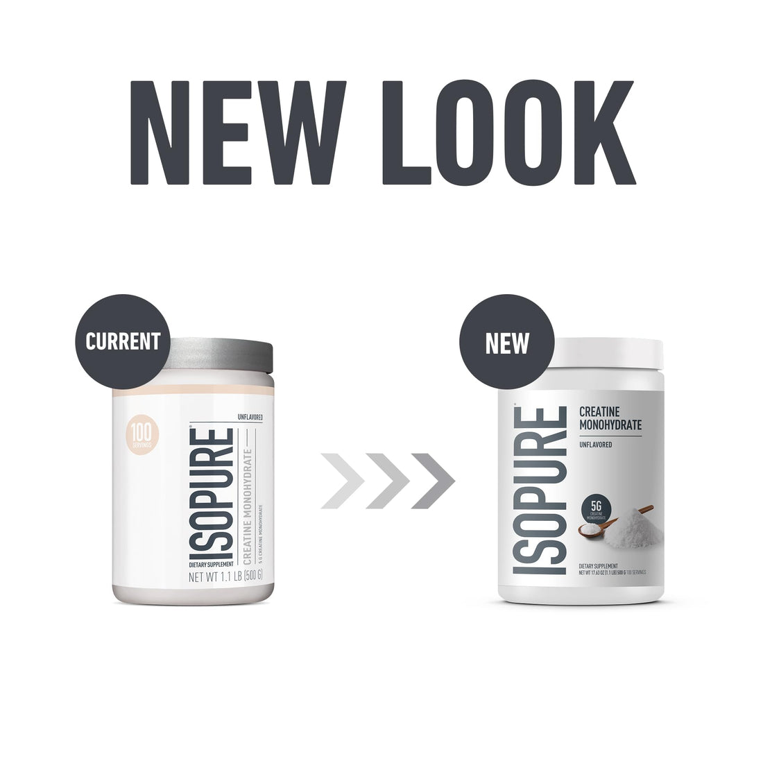 Isopure 100% Pure Creatine Monohydrate Powder, Sugar Free, Unflavored, 5g Creatine Monohydrate Per Serving, 1.1 Lbs,