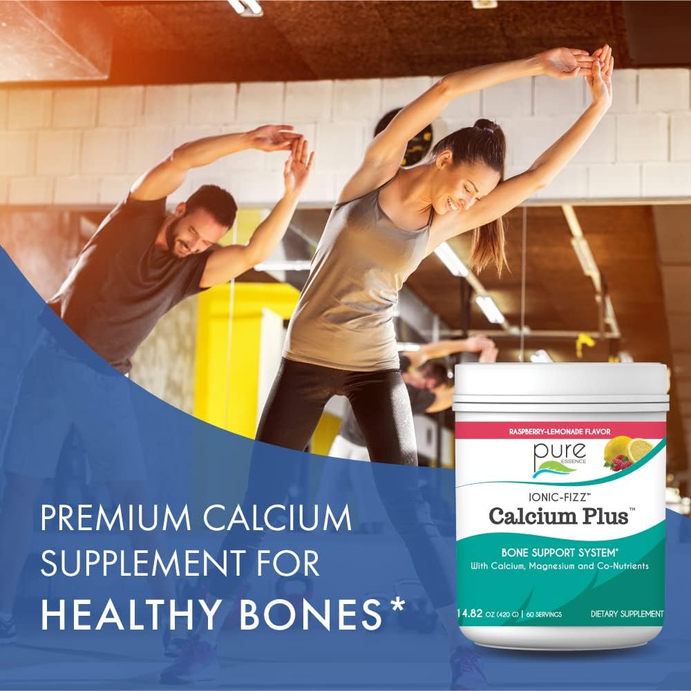 Ionic Fizz Calcium Plus by Pure Essence - Perfect Calcium/Magnesium Ratio with Vitamin A, B, C, D and Potassium Strong Bones - Mixed Berry - 7.41 oz