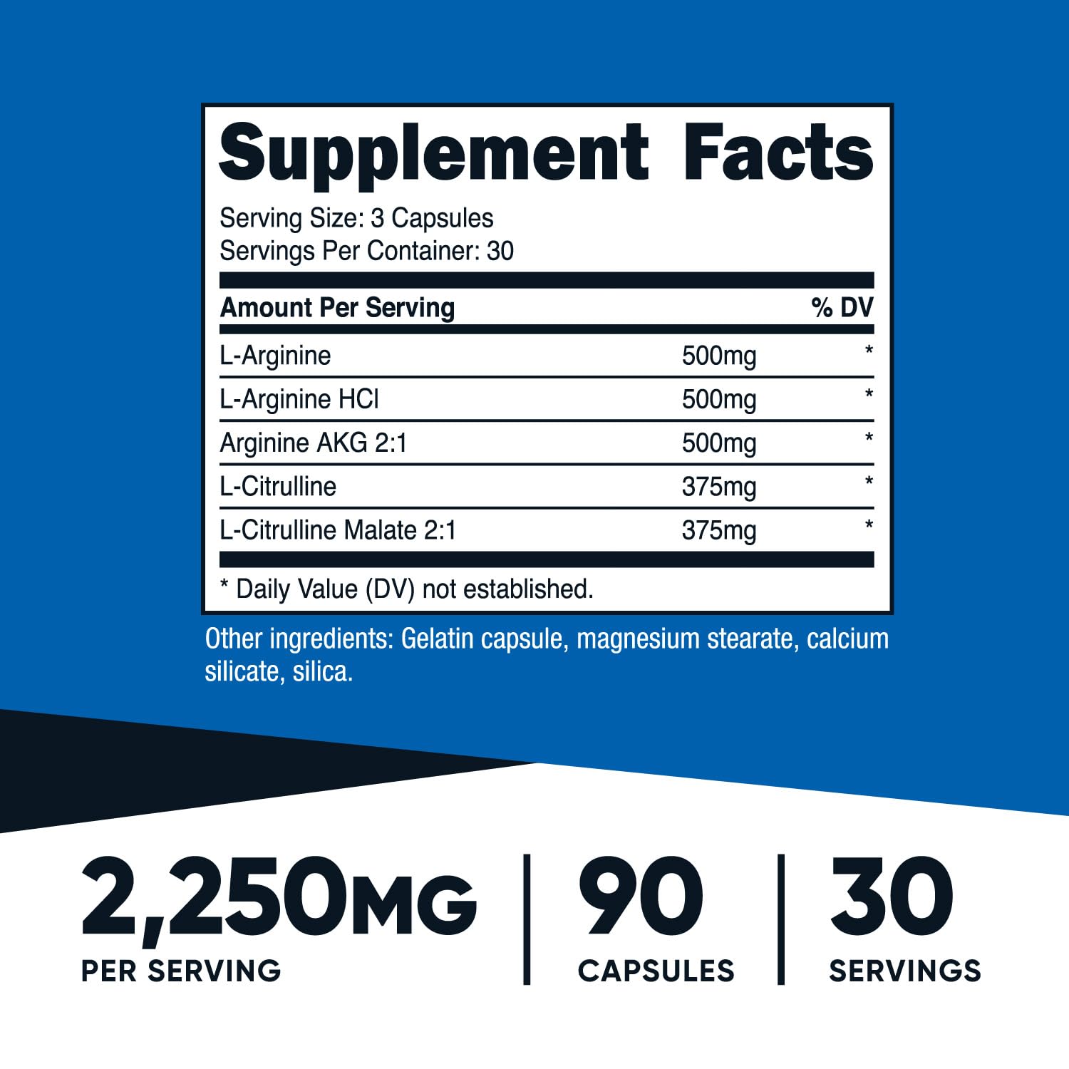 Nutricost Nitric Oxide Booster 2250mg, 180 Capsules - 750mg Per Casule, 60 Servings - Gluten Free and Non-GMO | 750mg Per Casule, 60 Servings, GMO-Free