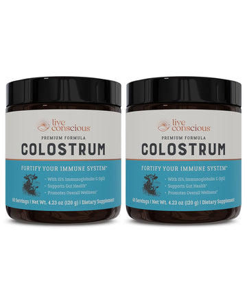 Live Conscious Colostrum Powder - Grass Fed Colostrum Supplement with Lactoferrin for Iron Absorption - Bovine Colostrum an Immune System Supplement