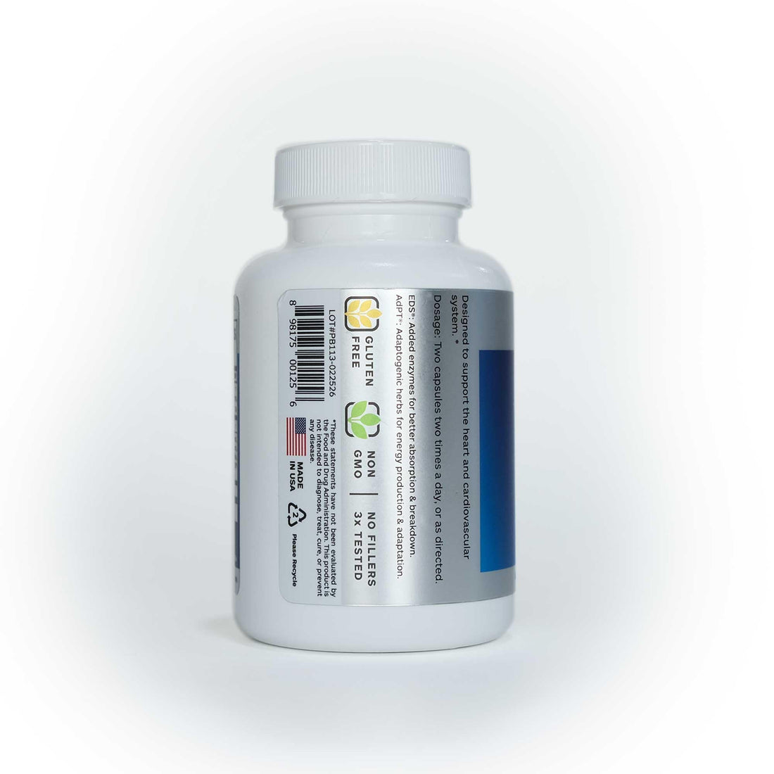 Supplement bottle labeled 'Cardio + CoQ' by Professional Botanicals on a white background