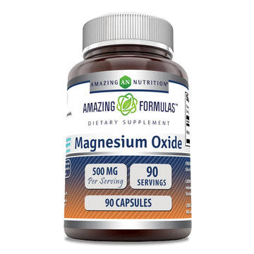 Amazing Formulas Magnesium Oxide Supplement | 500 Mg per Serving | 90 Capsules | Non-GMO | Gluten-Free | Made in USA
