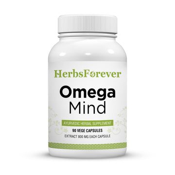 Herbs Forever Omega Mind supplement bottle on a white background