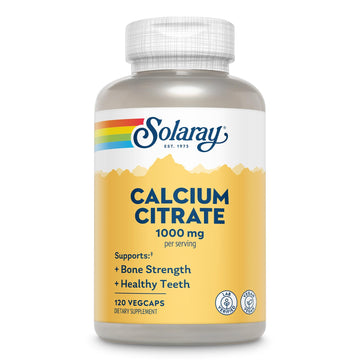 Solaray Calcium Citrate 1000mg - Chelated Calcium Supplement - Supports Bone Strength and Healthy Teeth - Easy to Digest - Vegan - 68 Servings, 275 VegCaps