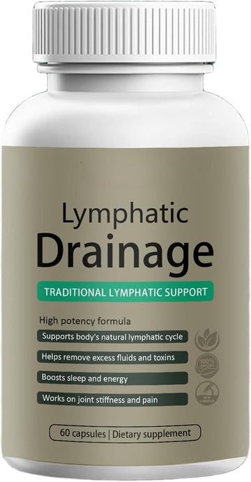 Supplement bottle labeled 'Lymphatic Drainage' on a white background
