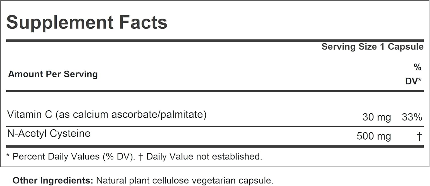 ANDREW LESSMAN ProCaps NAC 500 N-Acetyl Cysteine, 60 Capsules | 500 mg of N-Acetyl Cysteine to support glutathione production, antioxidant defenses and cellular health.