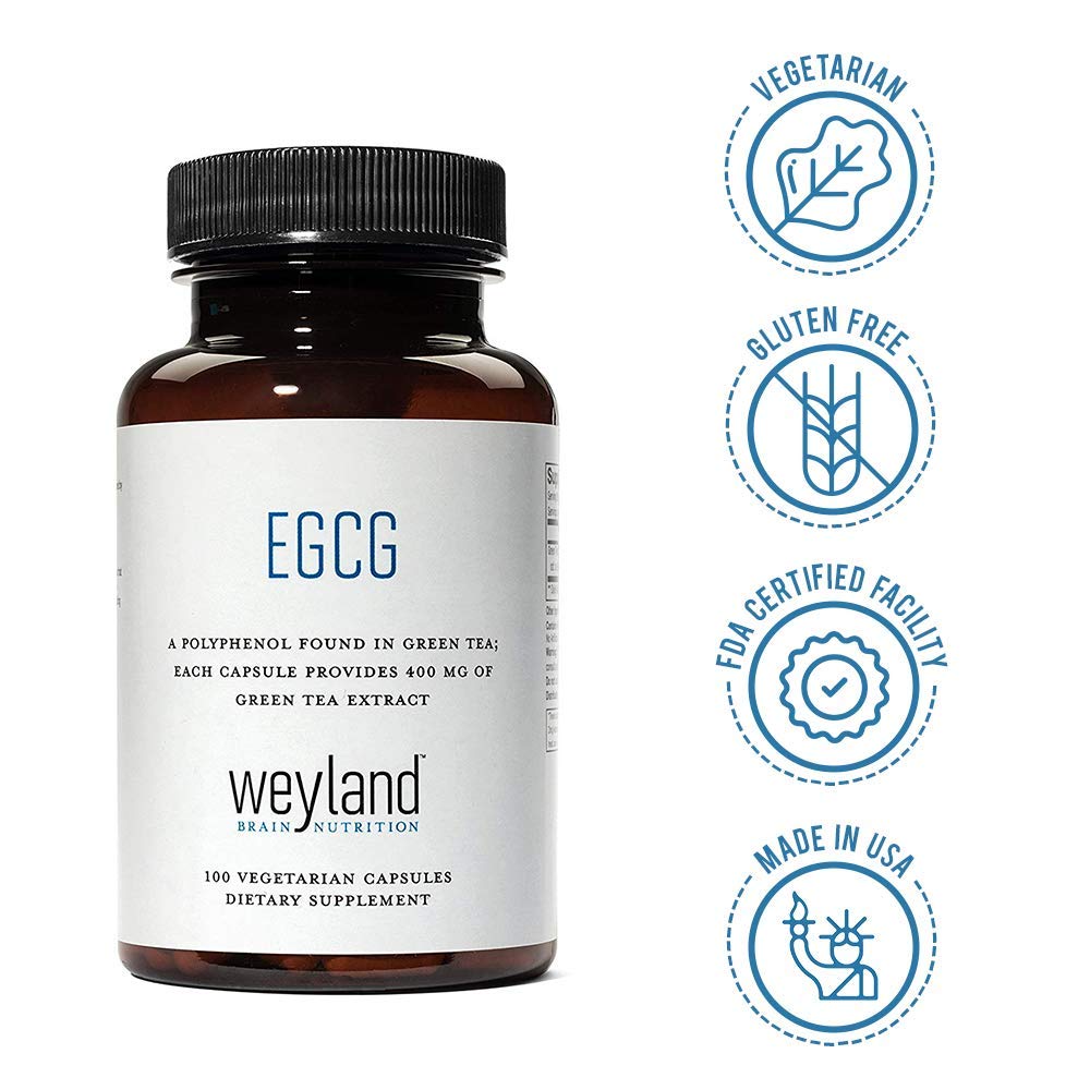 EGCG Green Tea Extract, High Antioxidant, Heart Support & Brain Health, Green Tea Pills, 100 Vegetarian Capsules