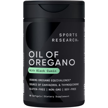 Sports Research® Oil of Oregano 9500mg w/Black Seed Oil & Coconut MCT Oil - Antioxidant Combination Supplement Rich in Thymoquinone & Carvacrol - Gluten Free · Non-GMO - 60 Softgels Sports Research buy supplements Au