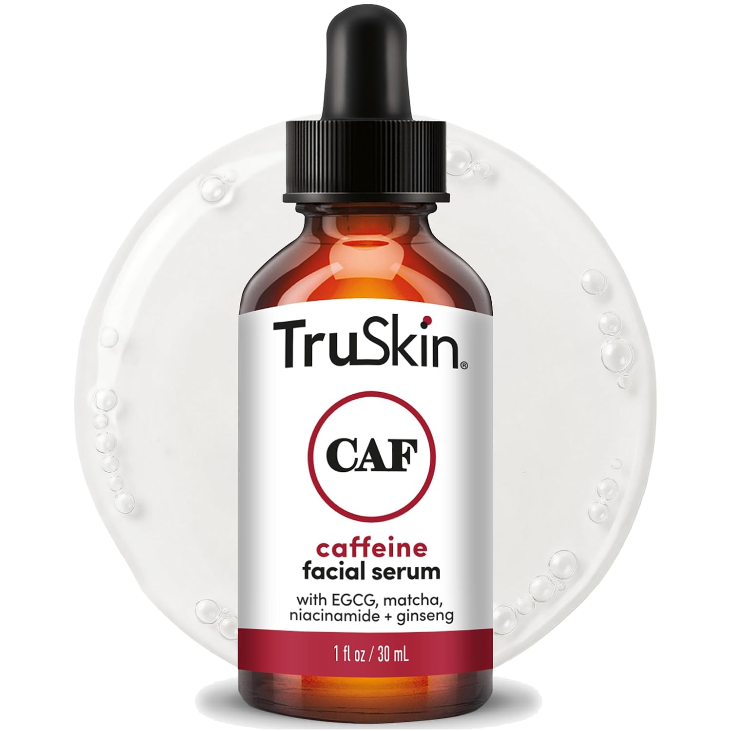 TruSkin Caffeine Face & Eye Serum for Dark Circles & Puffiness, 1 fl oz | With 5% Caffeine, EGCG, Niacinamide, Matcha & Ginseng to visibly refresh and energize tired-looking eyes