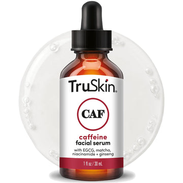 TruSkin Caffeine Face & Eye Serum for Dark Circles & Puffiness, 1 fl oz | With 5% Caffeine, EGCG, Niacinamide, Matcha & Ginseng to visibly refresh and energize tired-looking eyes