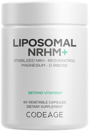 Codeage Liposomal NRHM+ Supplement - NRH Hydrogen Malate 300 mg, Resveratrol, D-Ribose & Quercetin - Vitamin C, Magnesium & Zinc - Liposomal Delivery - Non-GMO - 60 Capsules CodeageBuy Supplements Australia