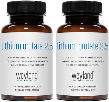 Lithium Orotate - 2.5mg of Elemental Lithium, 60 Vegetarian Capsules (Pack of 2)