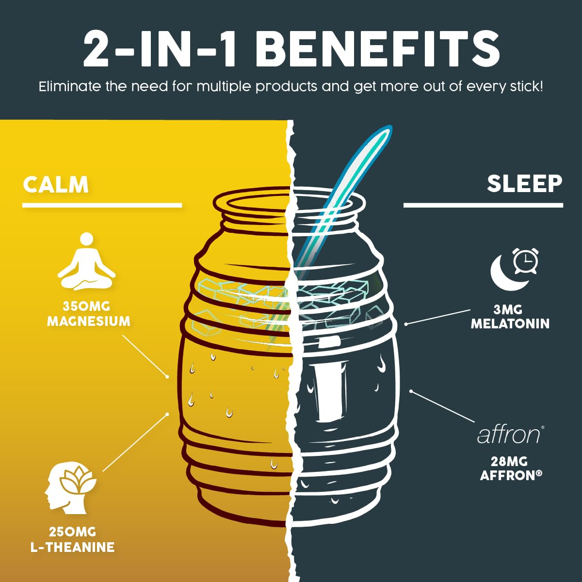 Salud 2-in-1 Sleep Aid + Calm Drink Mix, Punch | Melatonin, Magnesium, Saffron Extract, L-Theanine, Non-GMO, Gluten Free, Vegan, Low Calorie, 1g of Sugar (15 Servings)