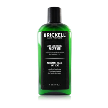 Brickell Men's Acne Face Wash for Men, Acne Face Wash to Cleanse Skin and Eliminate Acne, Clears Breakouts, With 2% Salicylic Acid, Hyaluronic Acid, and Tea Tree Oil, 6 Ounces