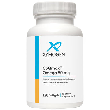 XYMOGEN CoQmax Omega 50 mg - Dual-Action Heart Health Support - CoQ10 Plus Fish Oil Omega-3 - MaxSimil Monoglyceride EPA DHA - Enhanced Absorption - 120 Softgels XYMOGEN buy supplements Au
