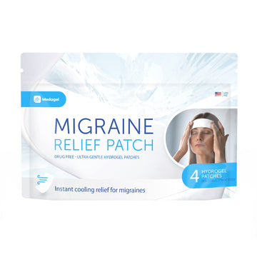 Medagel Migraine Relief Patch, Cooling Patches for Migraine, Fever, Hormone, & Headaches, Mess & Odor-Free Hydrogel Cooling, Made in The USA, 1 Pack (4 x Patches) White MedagelBuy Supplements Australia