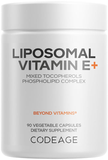 Codeage Liposomal Vitamin E Supplement - All Vitamin E Tocopherols - 3-Month Supply - Alpha Tocopherols, Beta, Gamma, and Delta - Liposomal Mixed Tocopherols - Non-GMO Phospholipid - 90 Capsules CodeageBuy Supplements Australia