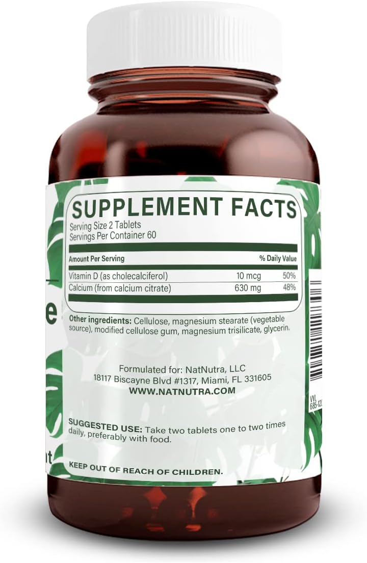 Natural Nutra Calcium Citrate with Vitamin D3 120 Tablets | Supplement for Bone Strength, Promotes Muscle Movements & Bone Health, Boosts Heart Health, Ideal for Active Seniors