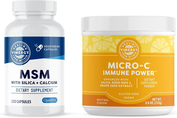 Vimergy Skin Potion Kit – Micro-C Immune Power(TM) (250g) and MSM (120 Capsules) – Skin, Hair & Nail Support + Collagen + Immunity – Vegan, Paleo, Gluten-Free, Kosher – Pure, Potent Daily Supplements