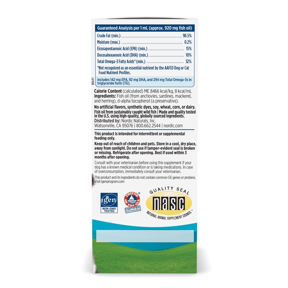 Nordic Naturals Omega-3 Pet, 1380mg Fish Oil for Dogs w/EPA DHA - 16oz | Delivers 1380 mg of omega-3s per teaspoon with EPA and DHA to support heart health, immunity, and overall vitality in dogs