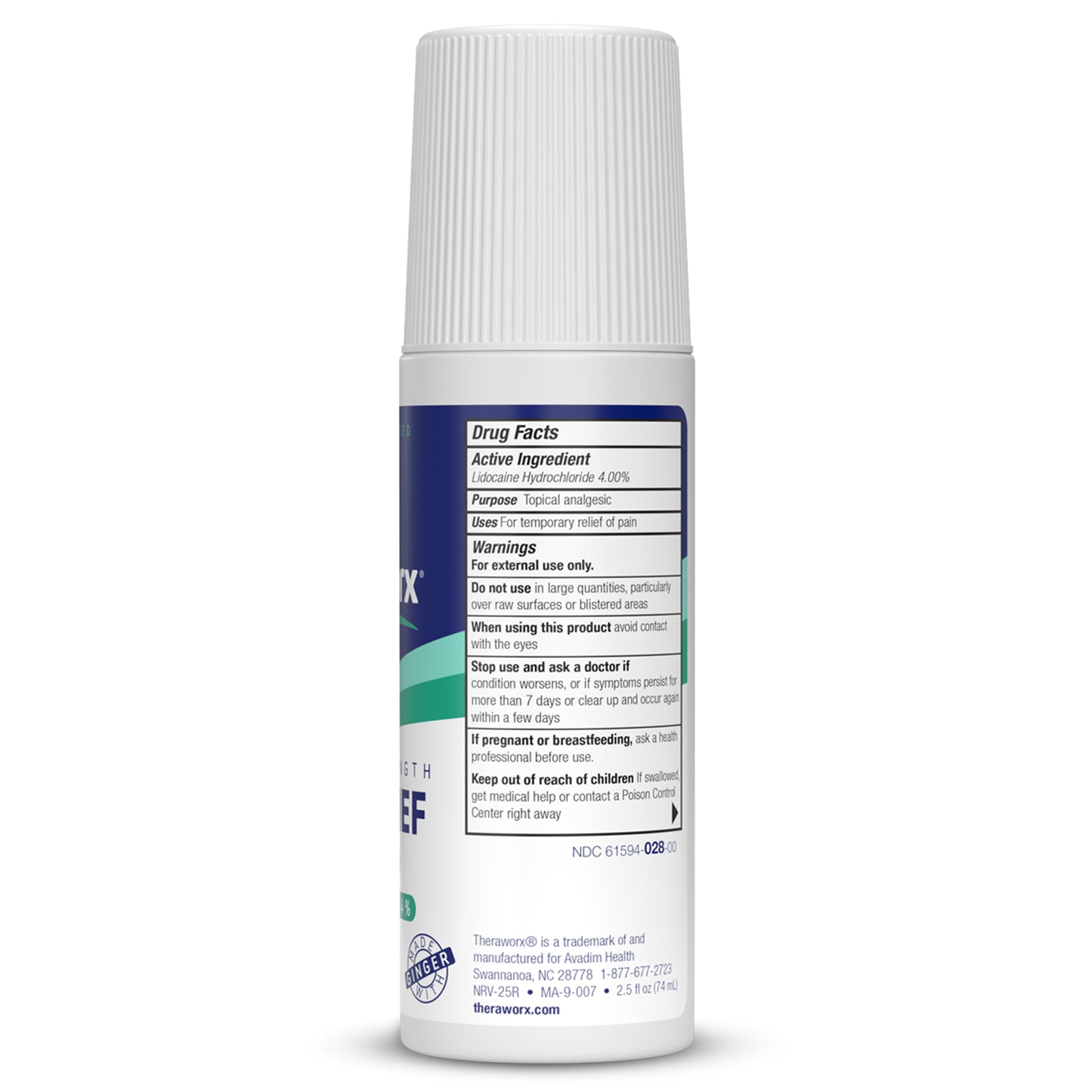 Theraworx Maximum Strength Pain Relief Roll-On with Lidocaine, Fast-Acting - 2.5 Oz - 2 Count TheraworxBuy Supplements Australia