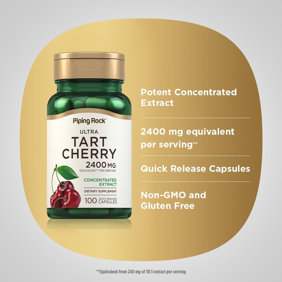Piping Rock Tart Cherry Capsules | 100 Count | Concentrated Extract | Non-GMO, Gluten Free Supplement