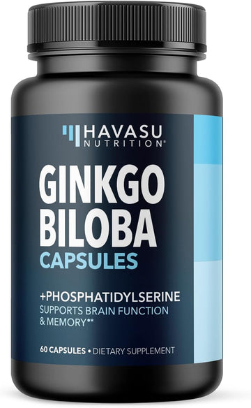 Ginkgo Biloba 120mg with Phosphatidylserine, Nootropic Supplement, 60 Count | Nootropic Brain Health, Memory and Focus Supplement, Supports Cognitive Function & Mental Clarity, 2-Month Supply