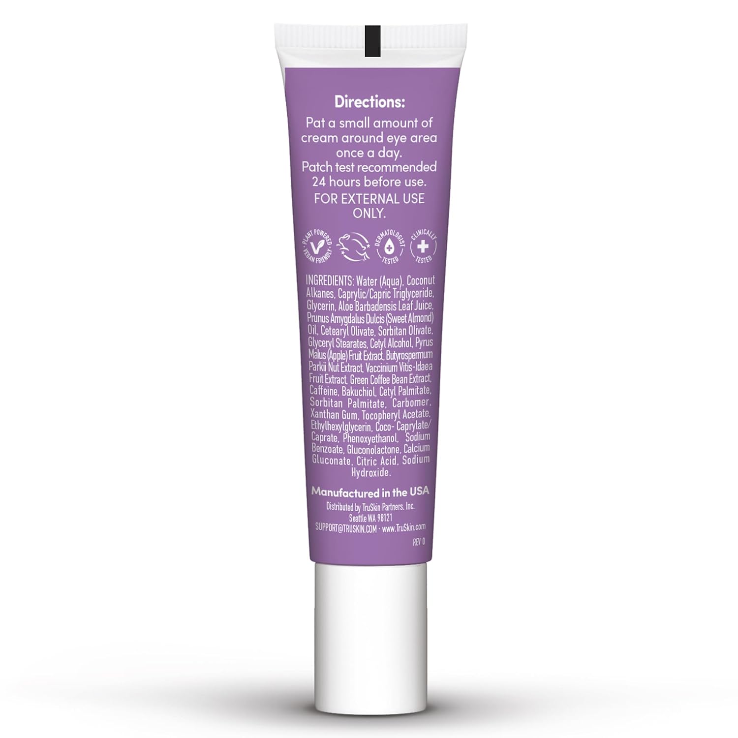TruSkin Caffeine Eye Cream with Bakuchiol for Dark Circles, 0.5 fl oz | With Lingonberry stem cells and Green Coffee Bean to visibly reduce puffiness and smooth fine lines