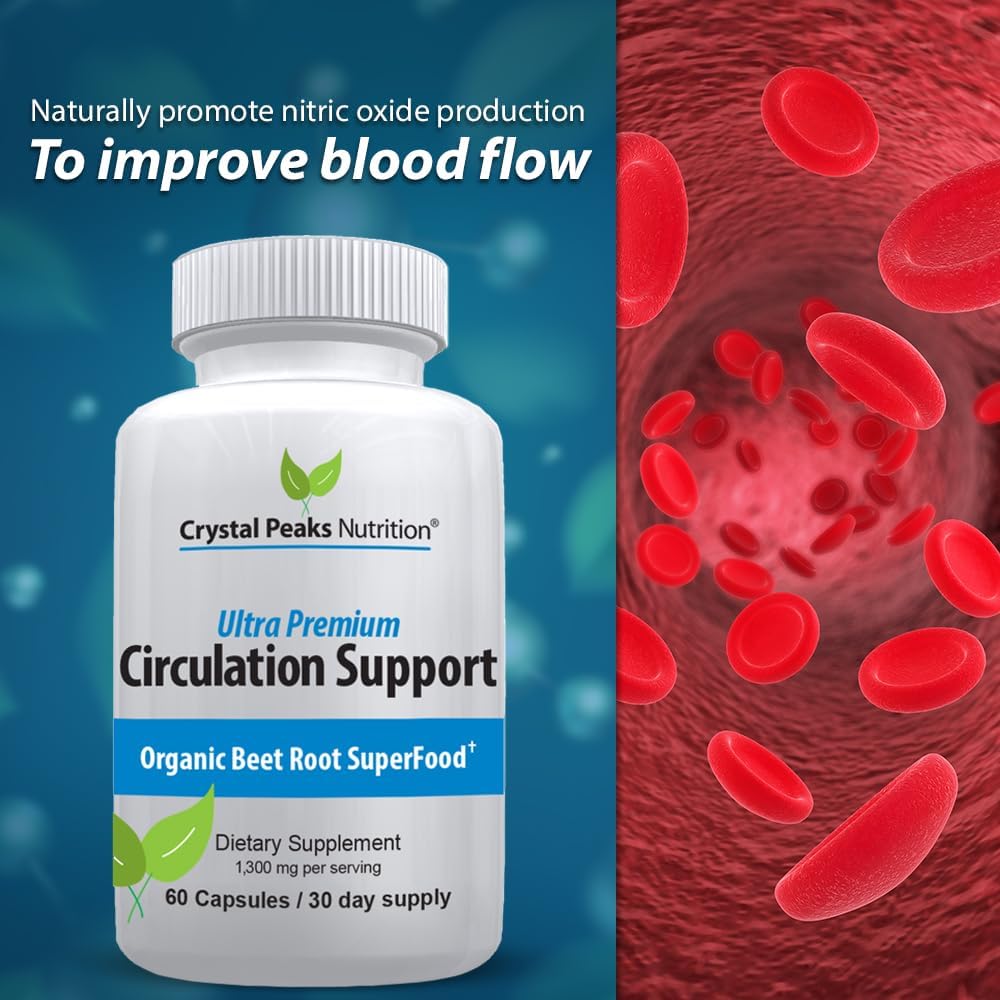 Pure Organic Beet Root Powder Extract - Blood Circulation, Promotes Arteries and Veins, Increase Nitric Oxide Production. 1300mg, 60 Veggie Capsules