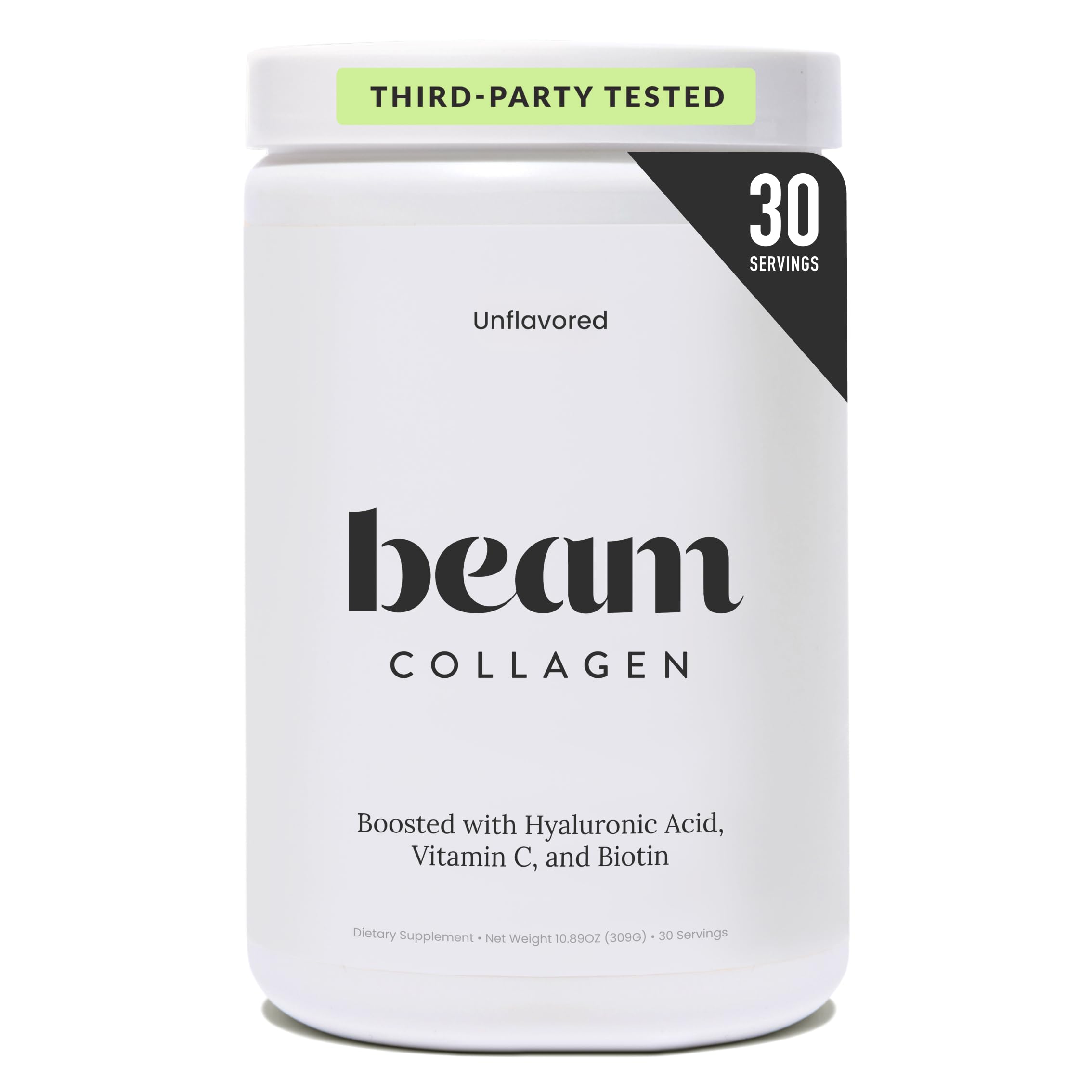 BEAM Collagen Powder, Collagen for Women, Collagen with Hyaluronic Acid, Collagen Peptides Type 1 and 3, with Biotin, Grass Fed Bovine, Third-Party Tested, Best for Coffee, Vitamin C, 30 Servings