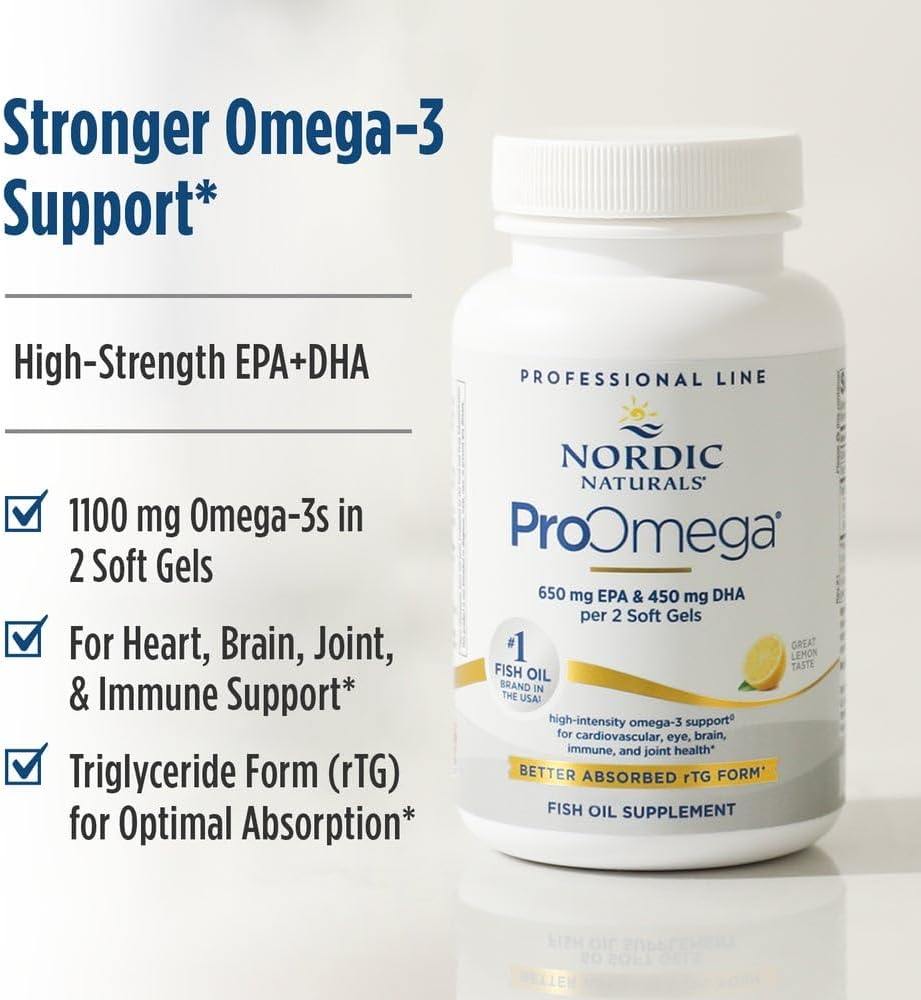 Nordic Naturals ProOmega, 1280 mg Omega-3, High Potency, Lemon, 90 Count | High Potency Fish Oil with EPA & DHA - Promotes Brain, Eye, Heart, & Immune Health - Non-GMO -90 servings